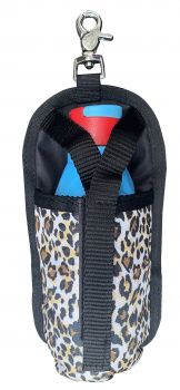 Showman Cheetah print nylon bottle holder with scissor snap attachment